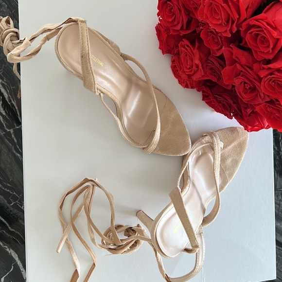 Nude Cross Toe Loop Ankle Strappy  High Heels - Picture 4 of 7